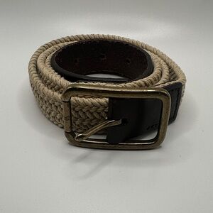 J. Crew Beige Woven Belt with Gold Buckle